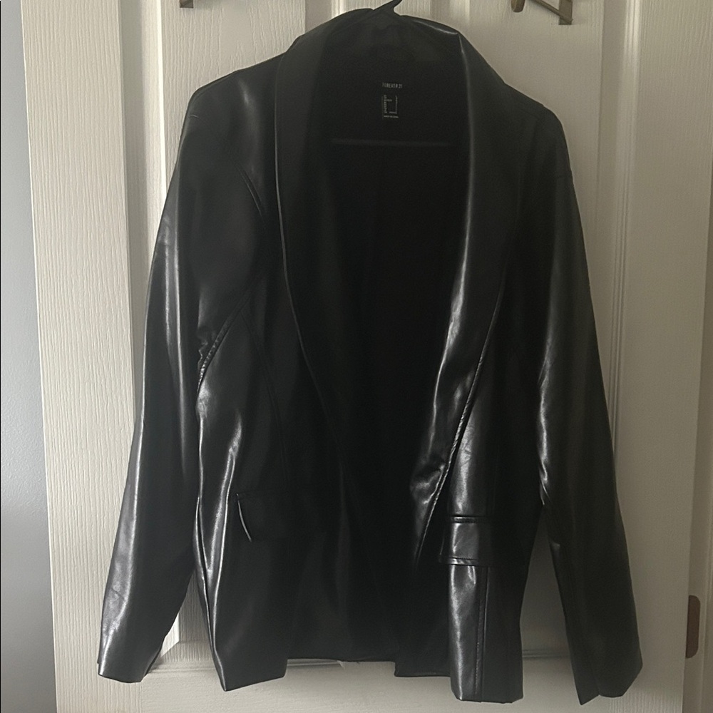Forever 21 Black Faux Leather Blazer